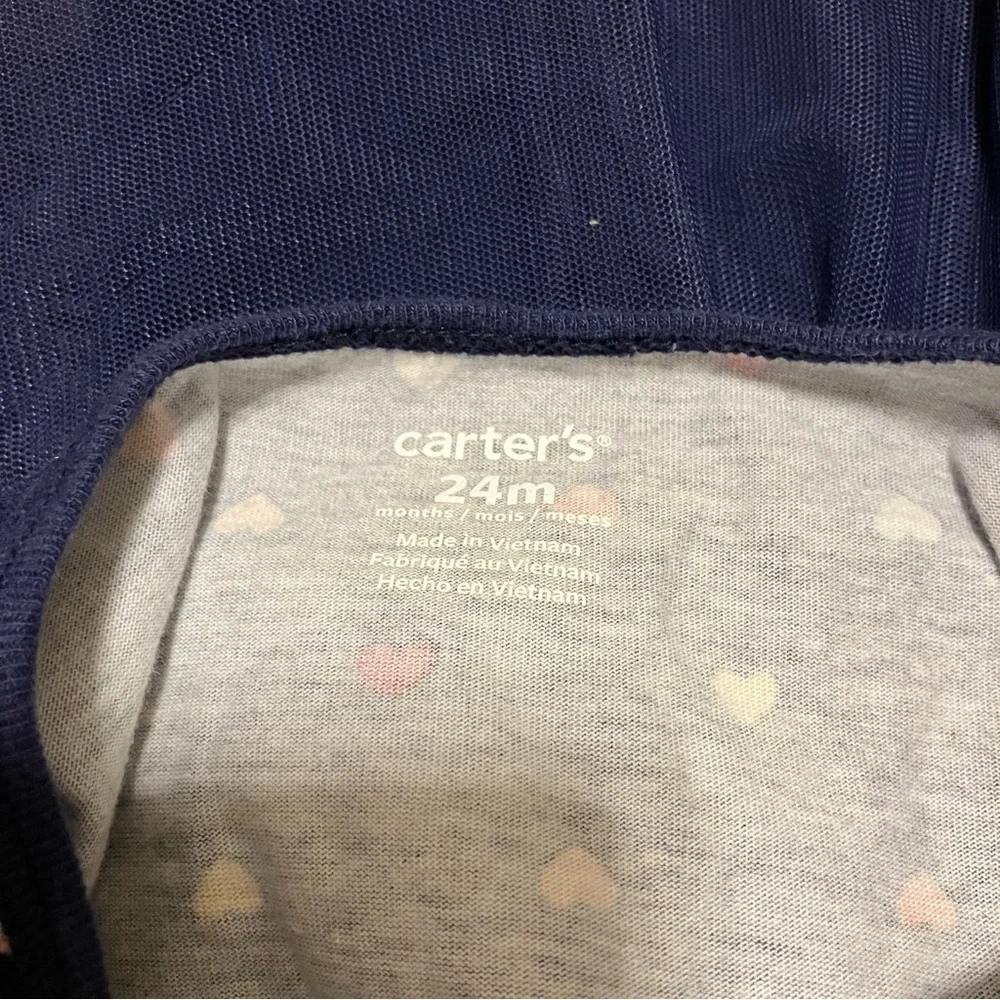 Carter's Girls 24m‎ Blue 100% Cotton long sleeve polka dot & tulle dress
